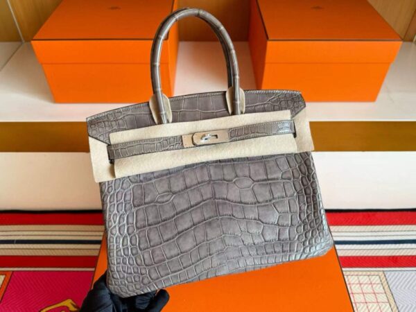 2025-11-10_174614_441-1024x768-1 H Factory Bags Birkin Matte Alligator Crocodile Graphite Grey Silver Hardware 30cm Full Handmade