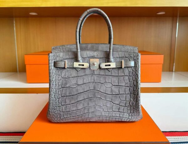 2025-11-10_174616_138-1024x782-1 H Factory Bags Birkin Matte Alligator Crocodile Graphite Grey Silver Hardware 30cm Full Handmade