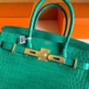 H Factory Bags Birkin Shiny Crocodile Leather Bamboo Green Gold Hardware 30cm Full Handmade
