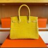H Factory Bags Birkin Shiny Crocodile Leather Lemon yellow Gold Hardware 30cm Full Handmade