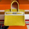 H Factory Bags Birkin Shiny Crocodile Leather Lemon yellow Gold Hardware 30cm Full Handmade