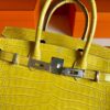 H Factory Bags Birkin Shiny Crocodile Leather Lemon yellow Gold Hardware 30cm Full Handmade