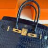 H Factory Bags Birkin Shiny Crocodile Leather Gem Blue Gold Hardware 30cm Full Handmade