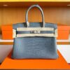 H Factory Bags Birkin Matte Alligator Crocodile Noble Grey Silver Hardware 30cm Full Handmade