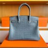 H Factory Bags Birkin Matte Alligator Crocodile Noble Grey Silver Hardware 30cm Full Handmade