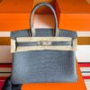 H Factory Bags Birkin Matte Alligator Crocodile Noble Grey Silver Hardware 30cm Full Handmade