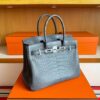 H Factory Bags Birkin Matte Alligator Crocodile Noble Grey Silver Hardware 30cm Full Handmade