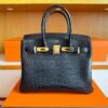 H Factory Bags Birkin Matte Alligator Crocodile Grape Purple Silver Hardware 30cm Full Handmade