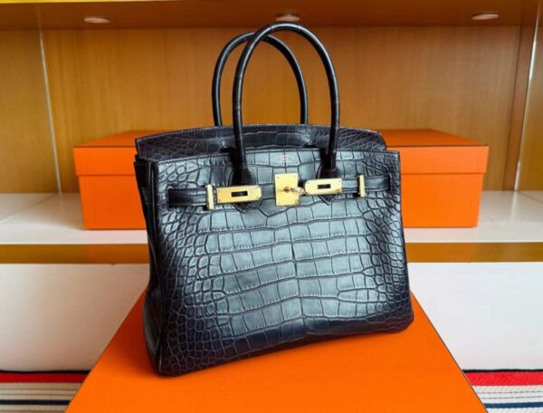H Factory Bags Birkin Matte Alligator Crocodile Grape Purple Silver Hardware 30cm Full Handmade