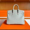 H Factory Bags Birkin Matte Alligator Crocodile Pearl Grey Silver Hardware 25cm Full Handmade