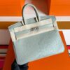H Factory Bags Birkin Matte Alligator Crocodile Pearl Grey Silver Hardware 25cm Full Handmade