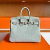 H Factory Bags Birkin Matte Alligator Crocodile Pearl Grey Silver Hardware 25cm Full Handmade