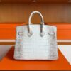 H Factory Bags Birkin Matte Crocodile Leather Himalaya Silver Hardware 25cm Full Handmade