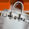 H Factory Bags Birkin Matte Crocodile Leather Himalaya Silver Hardware 25cm Full Handmade