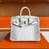 H Factory Bags Birkin Matte Crocodile Leather Himalaya Silver Hardware 25cm Full Handmade