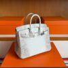 H Factory Bags Birkin Matte Crocodile Leather Himalaya Silver Hardware 25cm Full Handmade