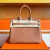 H Factory Bags Birkin Togo Leather CK37 Golden Brown Silver Hardware 30cm Full Handmade