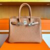 H Factory Bags Birkin Togo Leather CK37 Golden Brown Silver Hardware 30cm Full Handmade