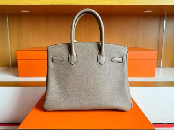 H Factory Bags Birkin Togo Leather Etoupe Grey Gold Hardware 30cm Full Handmade