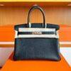 H Factory Bags Birkin Togo Leather CK89 Black Silver Hardware 30cm Full Handmade