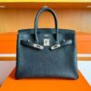H Factory Bags Birkin Togo Leather CK89 Black Silver Hardware 30cm Full Handmade