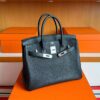 H Factory Bags Birkin Togo Leather CK89 Black Silver Hardware 30cm Full Handmade