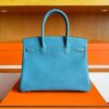 H Factory Bags Birkin Togo Leather Denim Blue Silver Hardware 30cm Full Handmade