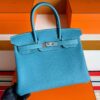 H Factory Bags Birkin Togo Leather Denim Blue Silver Hardware 30cm Full Handmade