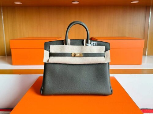 H Factory Bags Birkin Togo Leather Jungle Green Gold Hardware 25cm Full Handmade