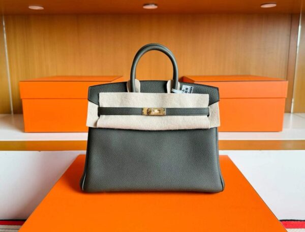 H Factory Bags Birkin Togo Leather Jungle Green Gold Hardware 25cm Full Handmade