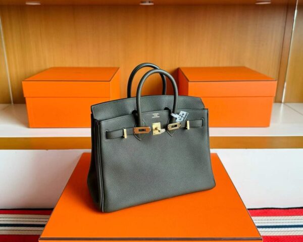 H Factory Bags Birkin Togo Leather Jungle Green Gold Hardware 25cm Full Handmade