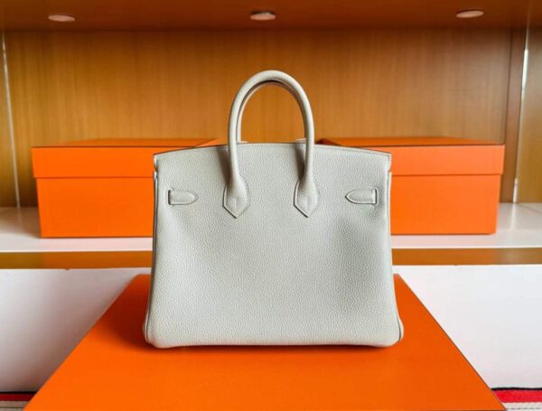 H Factory Bags Birkin Togo Leather Pearl Grey Gold Hardware 25cm Full Handmade