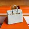 H Factory Bags Birkin Togo Leather Pearl Grey Gold Hardware 25cm Full Handmade