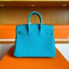 H Factory Bags Birkin Togo Leather Lake Blue Silver Hardware 25cm Full Handmade