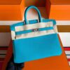 H Factory Bags Birkin Togo Leather Lake Blue Silver Hardware 25cm Full Handmade