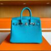 H Factory Bags Birkin Togo Leather Lake Blue Silver Hardware 25cm Full Handmade