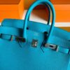 H Factory Bags Birkin Togo Leather Lake Blue Silver Hardware 25cm Full Handmade