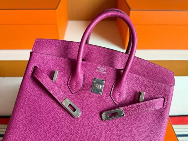 H Factory Bags Birkin Togo Leather Purple Pink Silver Hardware 25cm Full Handmade