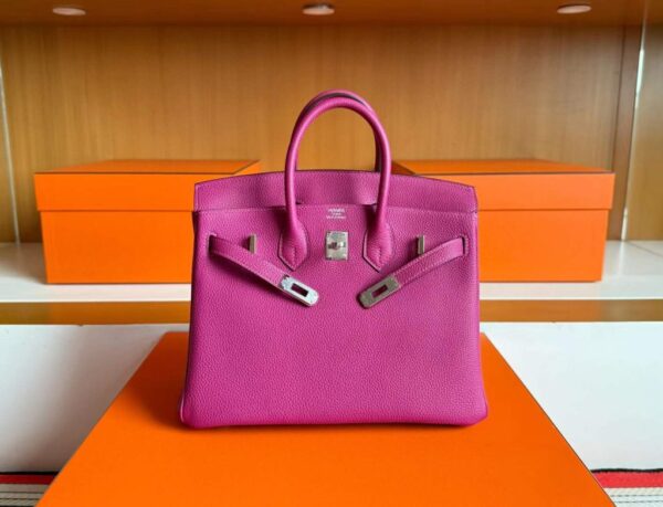 H Factory Bags Birkin Togo Leather Purple Pink Silver Hardware 25cm Full Handmade