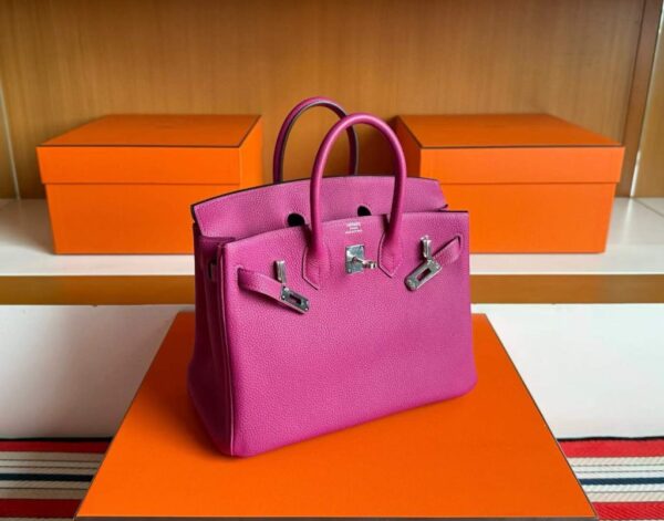H Factory Bags Birkin Togo Leather Purple Pink Silver Hardware 25cm Full Handmade