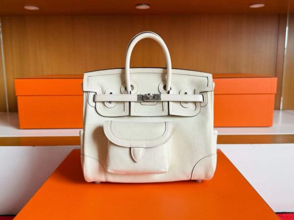 H Factory Bags Birkin Cargo Swift & Canvas Cream White Silver Hardware 25cm Full Handmade