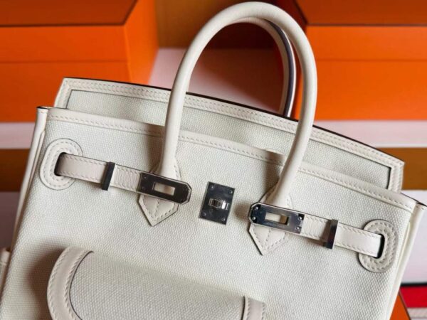H Factory Bags Birkin Cargo Swift & Canvas Cream White Silver Hardware 25cm Full Handmade