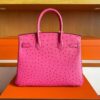 H Factory Bags Birkin Ostrich Leather Rose Pink Gold Hardware 30cm Full Handmade