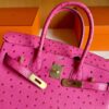 H Factory Bags Birkin Ostrich Leather Rose Pink Gold Hardware 30cm Full Handmade