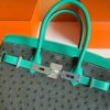 H Factory Bags Birkin Ostrich & Swift Leather Etoupe Grey & Green Silver Hardware 30cm Full Handmade