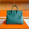 H Factory Bags Birkin Ostrich Leather Cypress Green Gold Hardware 25cm Full Handmade