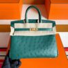 H Factory Bags Birkin Ostrich Leather Cypress Green Gold Hardware 25cm Full Handmade