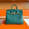 H Factory Bags Birkin Ostrich Leather Cypress Green Gold Hardware 25cm Full Handmade