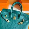 H Factory Bags Birkin Ostrich Leather Cypress Green Gold Hardware 25cm Full Handmade