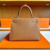 H Factory Bags Kelly Epsom Leather Golden Brown Silver Hardware 25cm Full Handmade